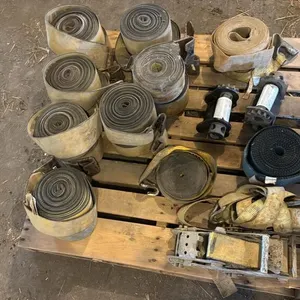 (2) new strap winches, (18) straps, (2) 3” rachets, (1) 2” ratchet and strap