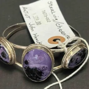 STERLING/3STONE CUFF BRACELET