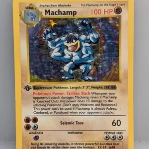 Pokemon 1999 1st Ed Shadowless Machamp Holo 8 HP*