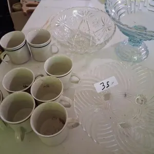 Glass Bowls & Set of Coffee Cups