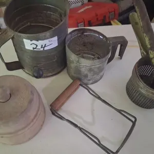 Antique Sifter, Batter Press, Etc