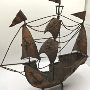 VTG 19x19 Metal Pirate Ship Replica