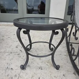 Lightweight Black Metal Scrolled Accent Table