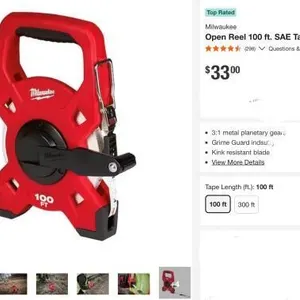 Milwaukee 100ft Open Reel Tape Measure