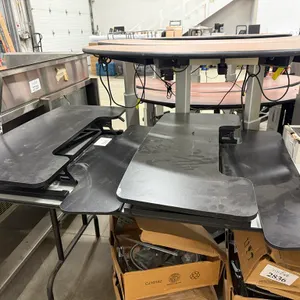 (2) Adjustable Desk Toppers with Keyboard Tray (1 Broken)