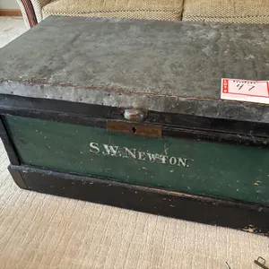 SW Newton personalized Steamer Trunk, 43 x 25 x 23”, Late 19th early 20th century era