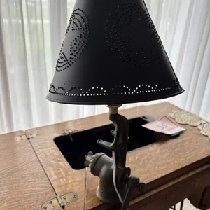 Table lamp made from meat grinder