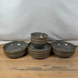 over&back Options 11 Piece Dinnerware Set Dark Gray - Like New/Scratches