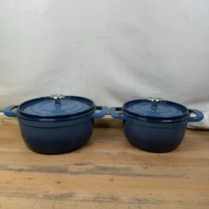 Tramontina 4-quart & 6-quart Enameled Cast Iron Round Dutch Oven, 2 Pack Blue  - Used