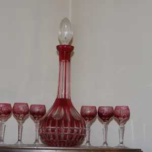 Bohemian Crystal Decanter & Sherry Stems