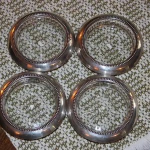Sterling Silver & Glass Coasters