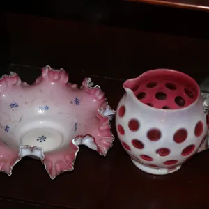 Art Glass Bowl & Pitcher