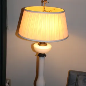 Milk Glass & Bronze Table Lamp