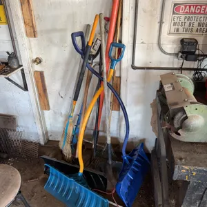 Lot of Shovels, Rake, 4” Auger, Etc.