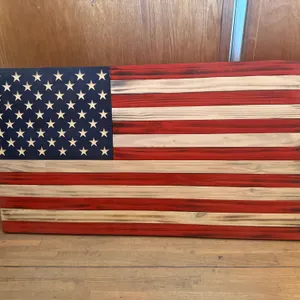 CHARITY LOT - HANDMADE WOOD AMERICAN FLAG TO BENEFIT K9'S