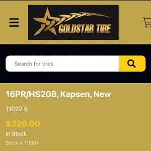 4 New Commercial Truck Tires, closed-shoulder drive tires, Kapsen HS208 11R22.5 (bid price is for 4 tires)
