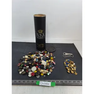Bulk Assorted Buttons (Plastic  & Brass), Bottle Openers, Black Velvet Liquor Box
