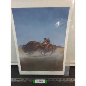 Unframed " Buffalo Hunt" Print by Henry Standing Alone -13" x 19"