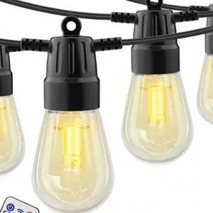 YSJ String Lights Outdoor Waterproof, 49FT Patio Lights with 20 Shatterproof Bulbs