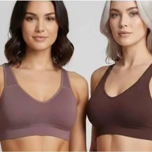 Puma 2 Pack Seamless Sports Bra, Size Large