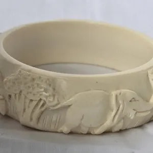 Carved elephant rhino Bangle Bracelet large 100