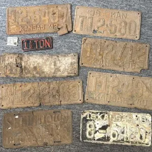 Vintage License Plates, Renewal Tag, and 1 1/2