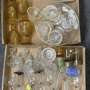 Amber Indiana Glass Cups, Punch Bowl, and More