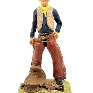 Vintage Cowboy Plaster Statue 15.5”