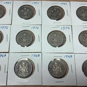 12 Canada Half Dollar Coins. 1968 to 1985. *SC