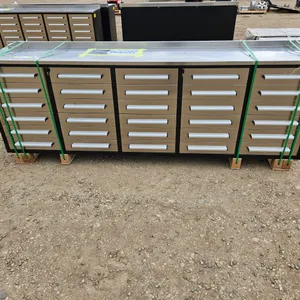 10' Steelman Garage Cabinet Workbench (30 Drawers) - Stainless