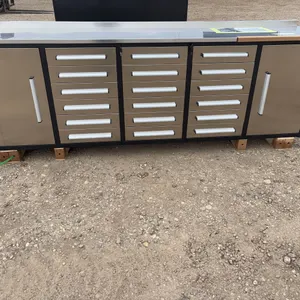 10' Steelman Garage Cabinet Workbench (18 Drawers & 2 Cabinets) - Stainless