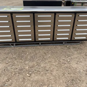 10' Steelman Garage Cabinet Workbench (30 Drawers) - Stainless