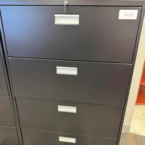 4 Drawer Black Metal Lateral File Cabinet (36" x 18" x 54" High)