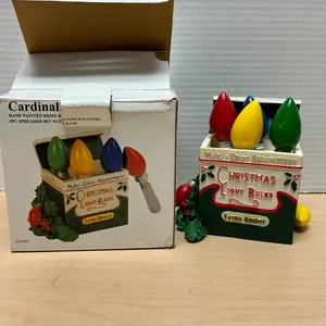 Cardinal Christmas Light Bulb 4pc Spreader Set with Holder Resin Stainless Steel