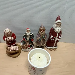 Vintage Christmas Santa Figurines Snowman Candle Holder Holiday Decor Lot