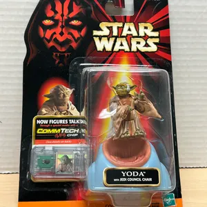 Star Wars Episode I Yoda with Jedi Council Chair CommTech Figure Hasbro