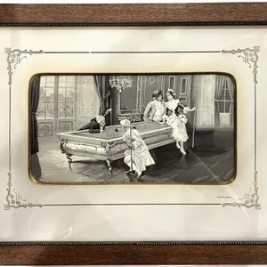 A.PEREZ "THE BILLIARD LESSON" WOVEN SILK TAPESTRY