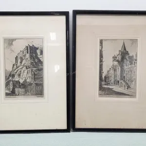 Two Etchings of Edinburgh by Preston Cribb