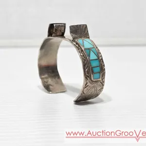 Zuni Native American Cuff Watch Band marked Zuni PU.  A1