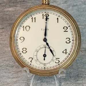 ELGIN Pocket Watch with decorated & monogrammed back. 20 year case w Tag found with watch States, "16 size 15 Jewel #25147739 Philadelphia Wat