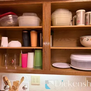 DISHES, KITCHENWARE / ITEMS INSIDE KITCHEN CABINETS