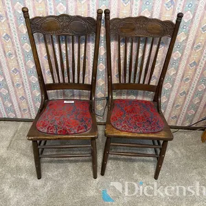 SPINDLE HIGH BACK ENGRAVED CHAIRS, QTY (2)