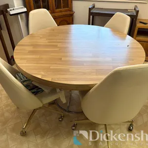 ROUND TABLE AND MATCHING DINING CHAIRS, QTY (4)