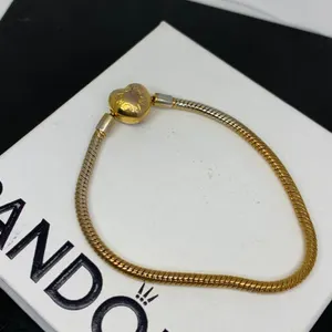 Pandora Gold Tone Heart Bracelet With Box
