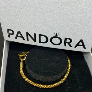 Pandora Gold Tone Heart Bracelet With Box
