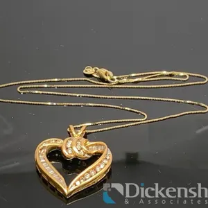 14KT Yellow Gold Necklace With Large Heart Diamond Pendant