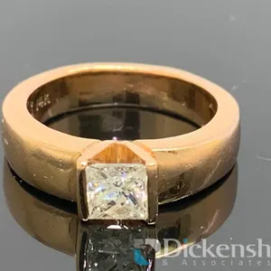 Diamond Engagement Ring Apx 0.65 Carat Princess Cut 14KT Yellow Gold