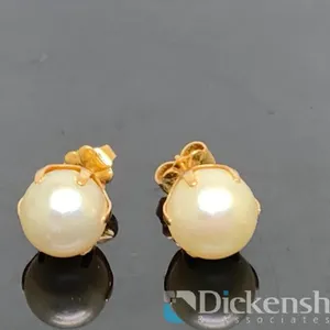 14KT Yellow Gold Stud Pearl Earrings