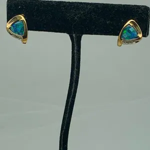 10KT Yellow Gold Stud Earrings With Gemstones