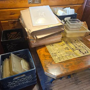 Assorted Plastic Bins, Lids, More